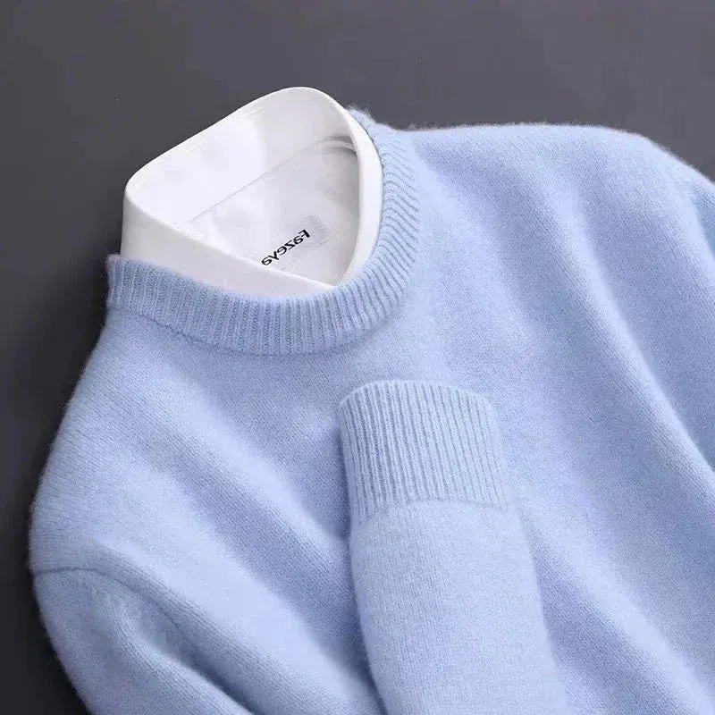 2023 Cashmere Sweater O-neck Pullovers Men's Loose Oversized M-5XL Knitted Bottom Shirt Autumn Winter New Korean Casual Men Top