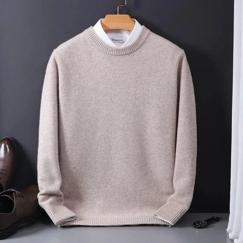 2023 Cashmere Sweater O-neck Pullovers Men's Loose Oversized M-5XL Knitted Bottom Shirt Autumn Winter New Korean Casual Men Top