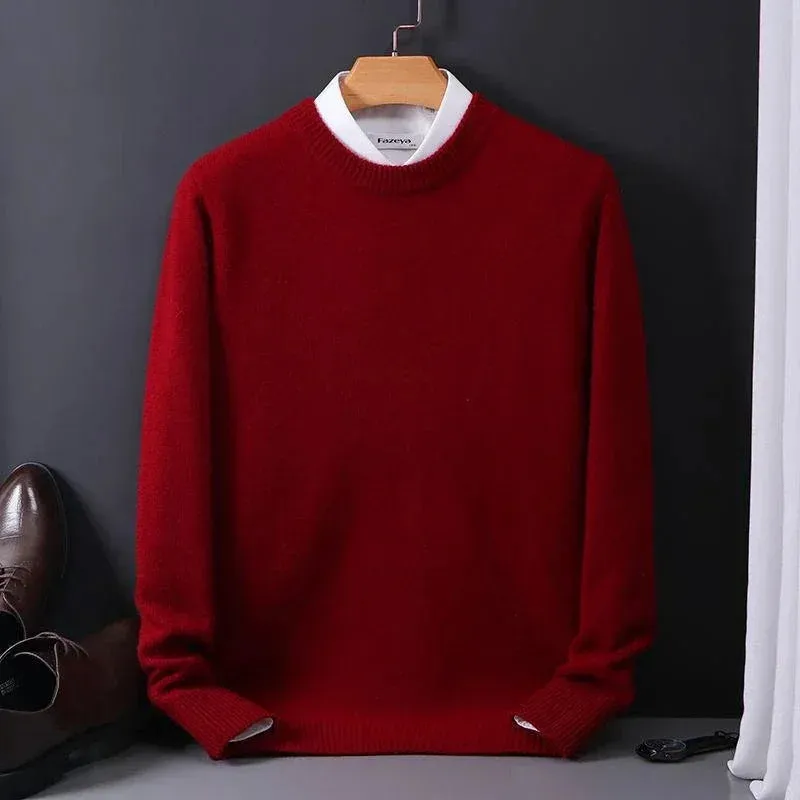 2023 Cashmere Sweater O-neck Pullovers Men's Loose Oversized M-5XL Knitted Bottom Shirt Autumn Winter New Korean Casual Men Top
