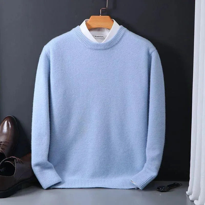 2023 Cashmere Sweater O-neck Pullovers Men's Loose Oversized M-5XL Knitted Bottom Shirt Autumn Winter New Korean Casual Men Top