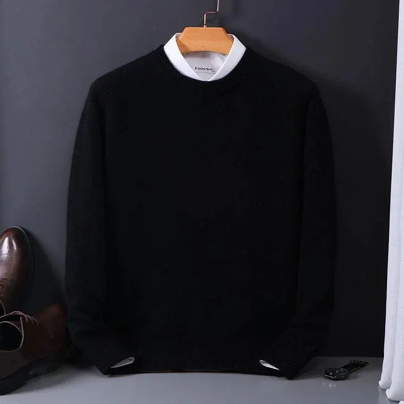 2023 Cashmere Sweater O-neck Pullovers Men's Loose Oversized M-5XL Knitted Bottom Shirt Autumn Winter New Korean Casual Men Top