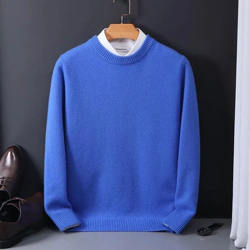 2023 Cashmere Sweater O-neck Pullovers Men's Loose Oversized M-5XL Knitted Bottom Shirt Autumn Winter New Korean Casual Men Top