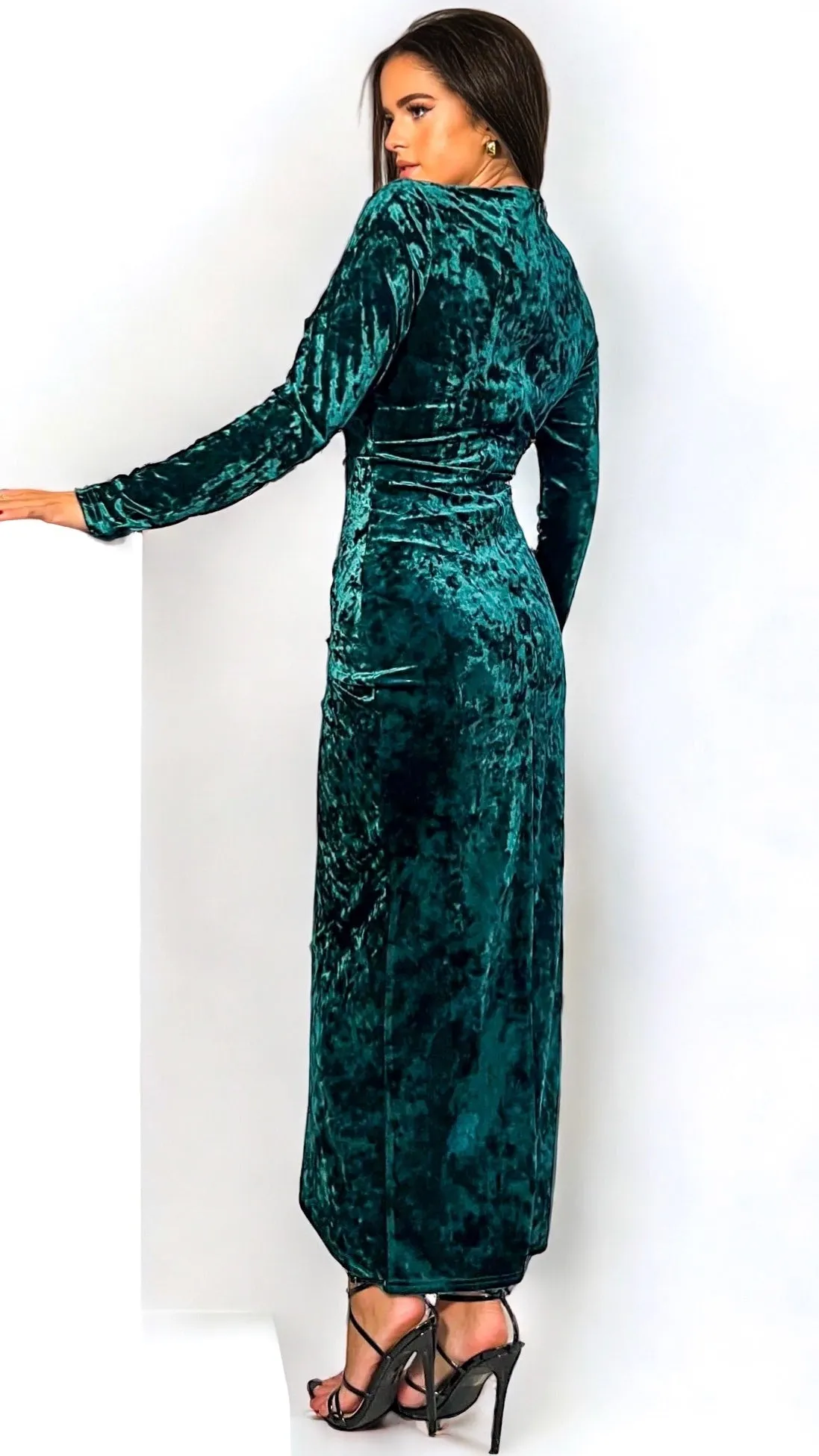 4-A1301 Green Velour Hailey Dress