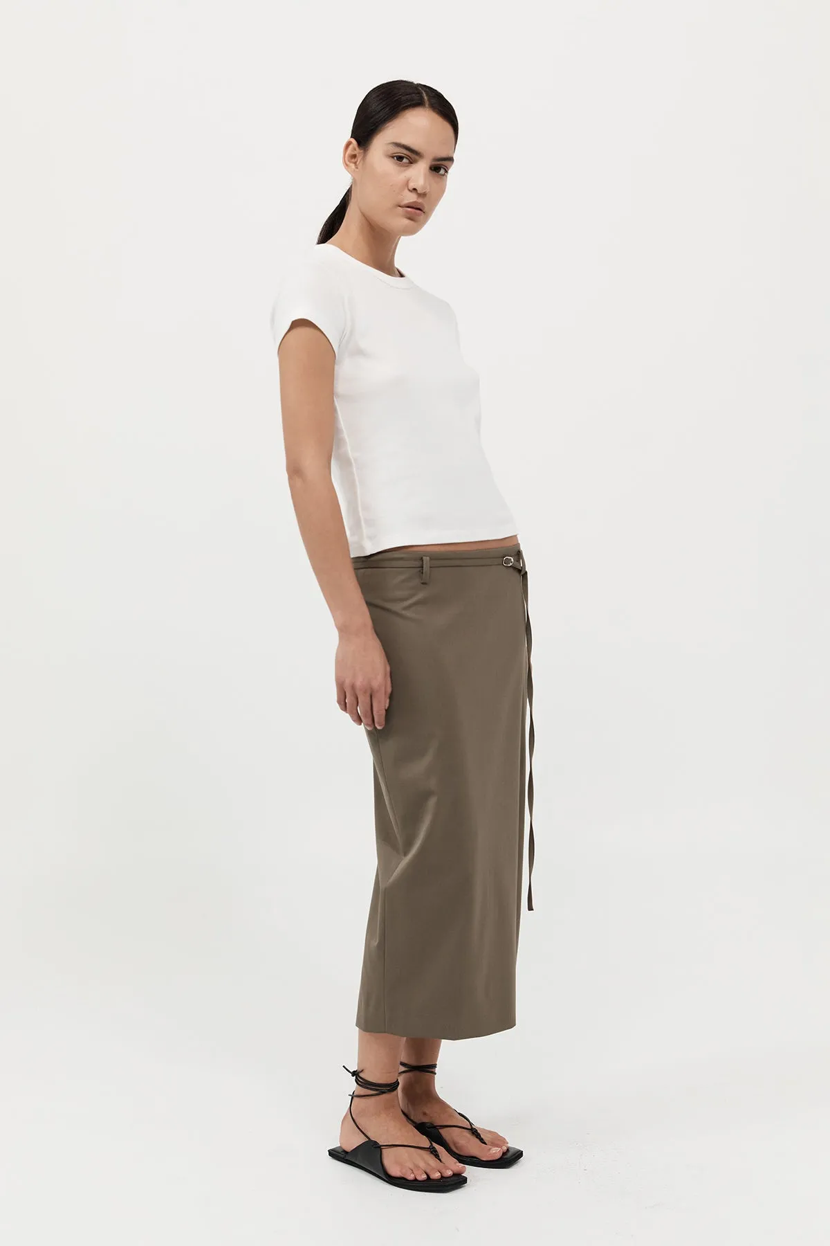 Belted Pencil Skirt - Kelp