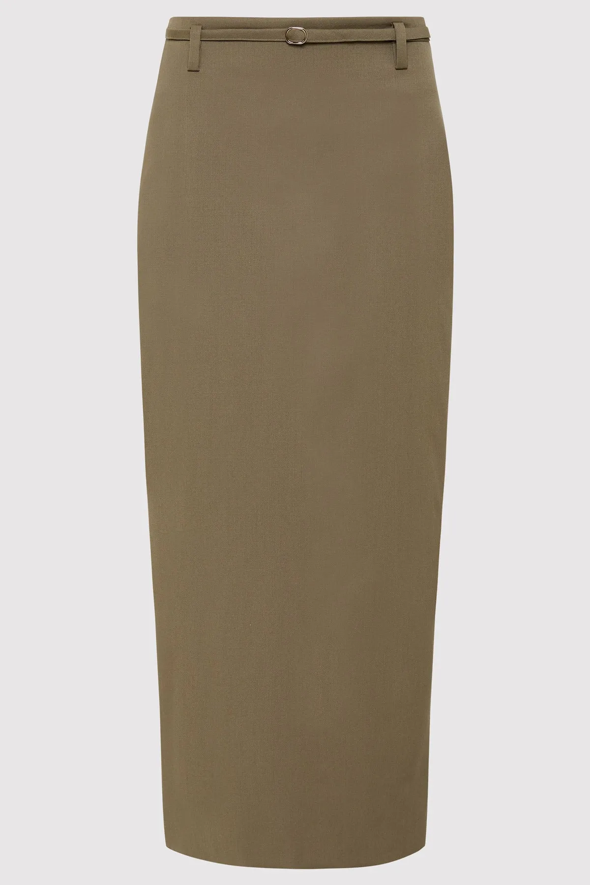 Belted Pencil Skirt - Kelp