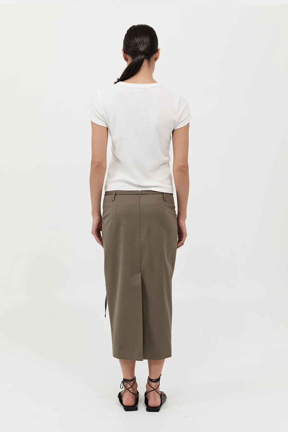 Belted Pencil Skirt - Kelp