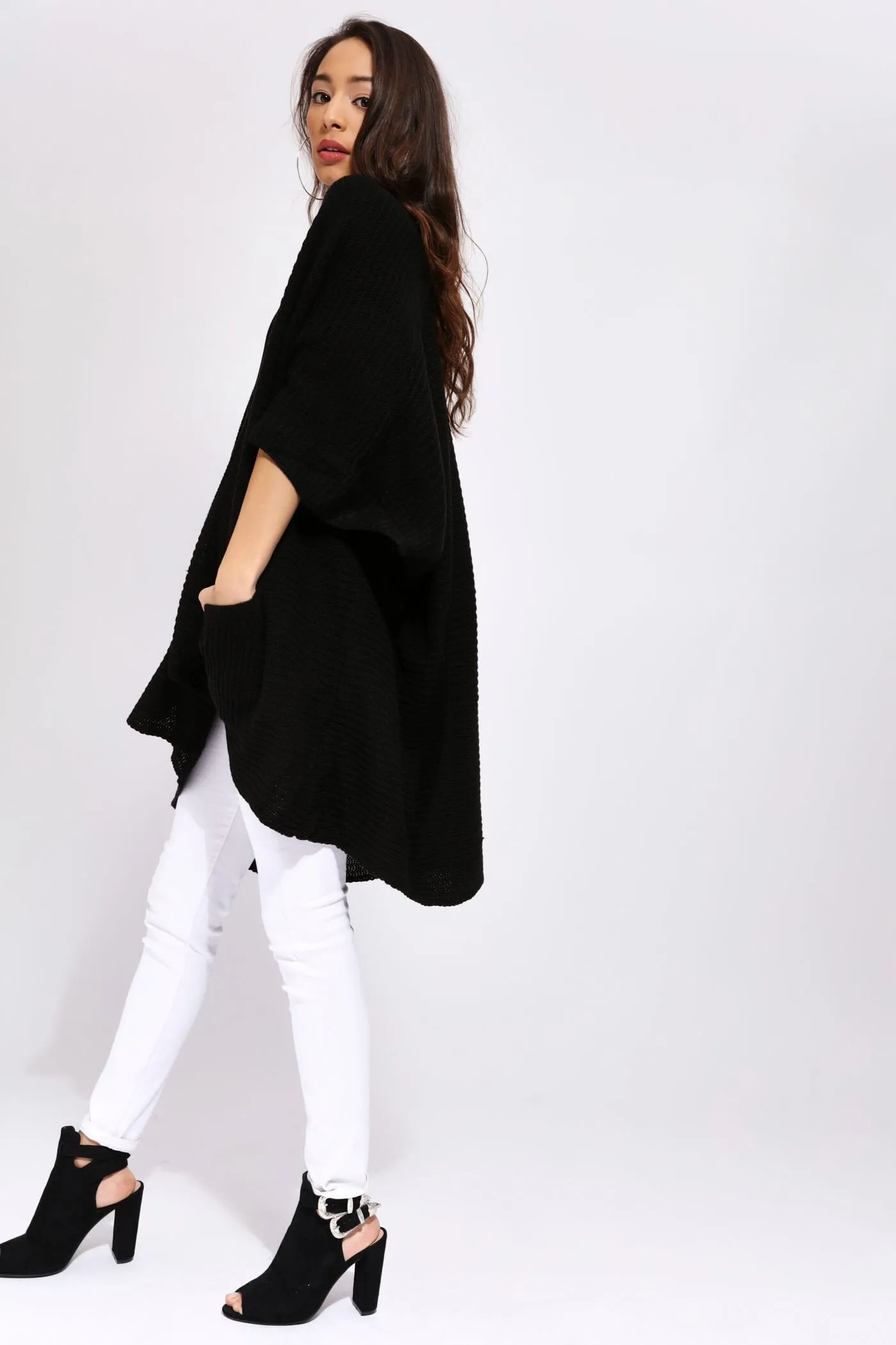 Black Knitted Oversized Cardigan