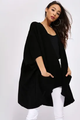 Black Knitted Oversized Cardigan
