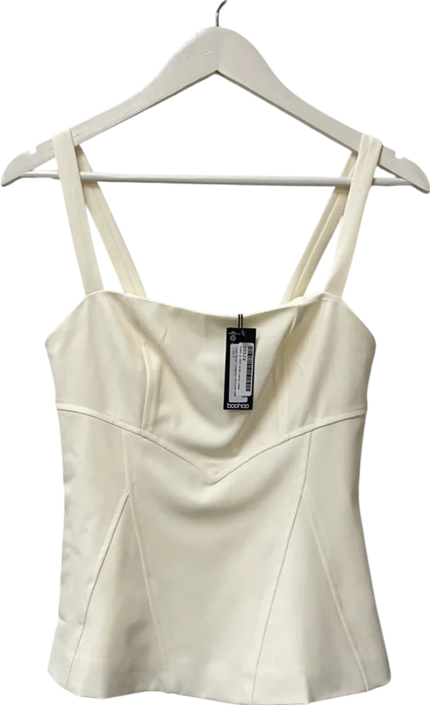 boohoo Cream Seam Detail Longline Tailored Cami Top UK 8