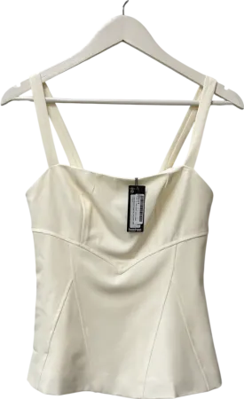 boohoo Cream Seam Detail Longline Tailored Cami Top UK 8