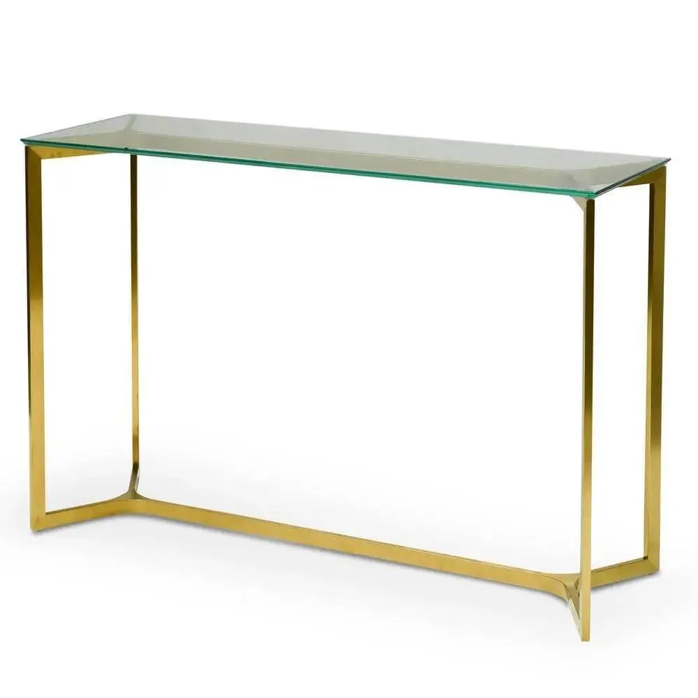 Calibre 1.2m Glass Console Table - Gold Base DT2362-KS