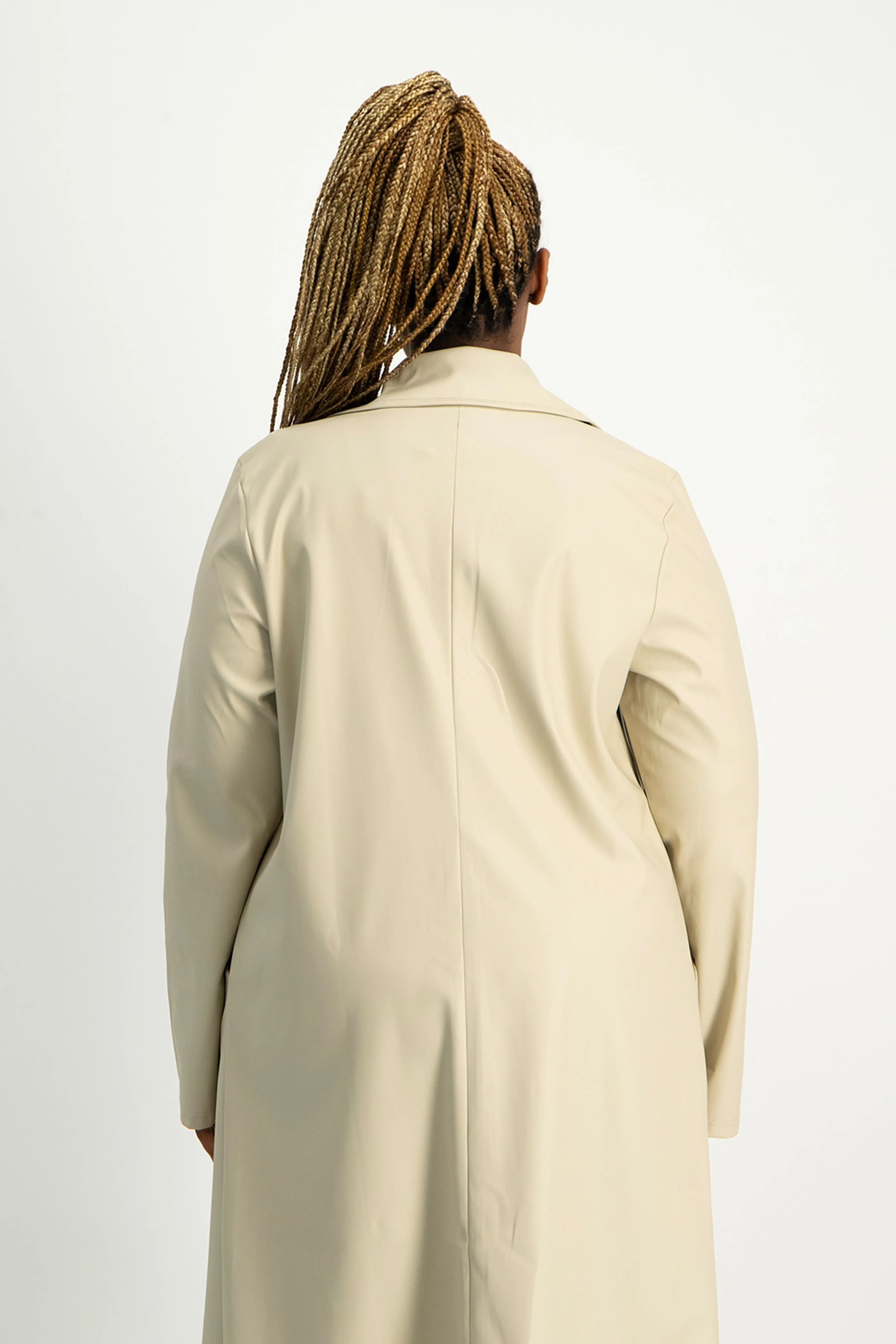 Cece Faux Leather Trench Coat - Ivory