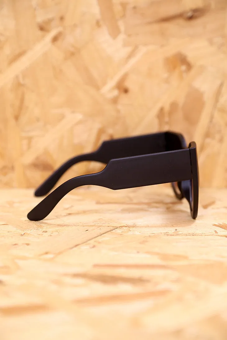 Chunky Matt Black Winged Sunglasses