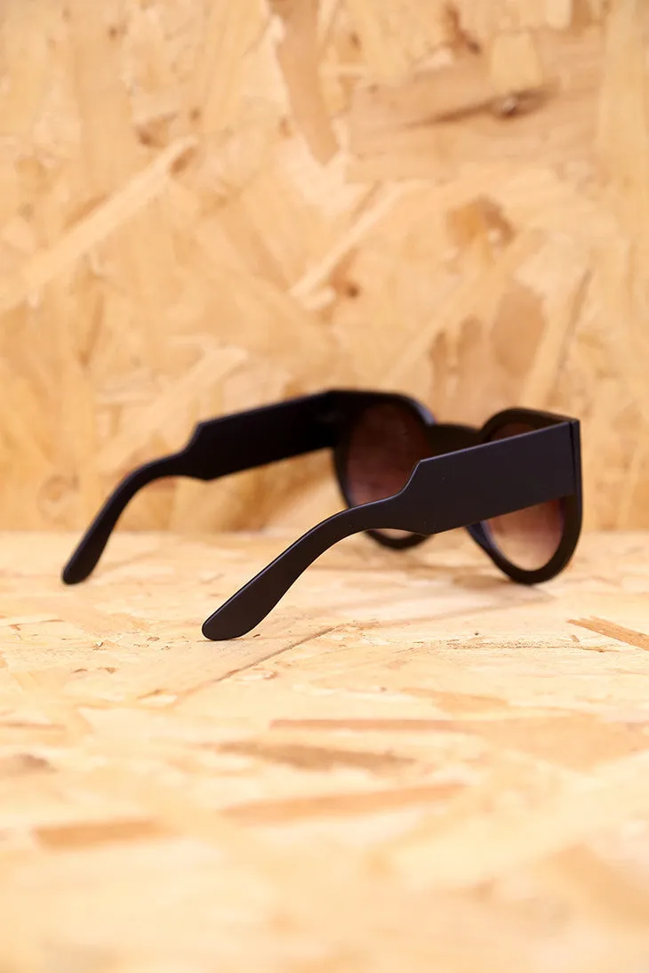 Chunky Matt Black Winged Sunglasses