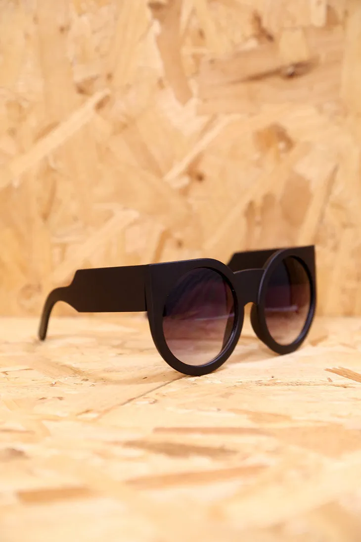 Chunky Matt Black Winged Sunglasses