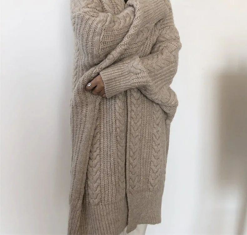 Chunky Twisted Long Cardigan Sweater Coat