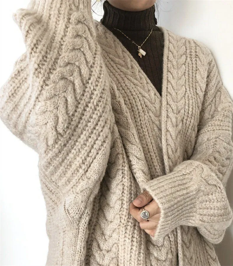 Chunky Twisted Long Cardigan Sweater Coat