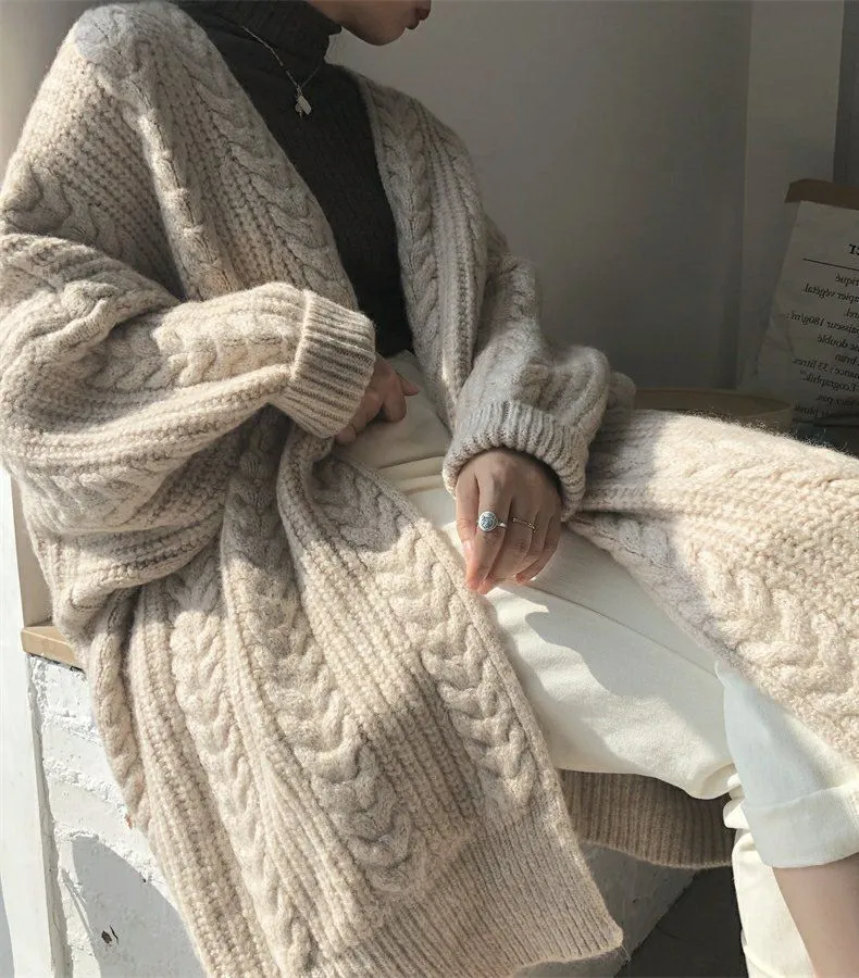 Chunky Twisted Long Cardigan Sweater Coat
