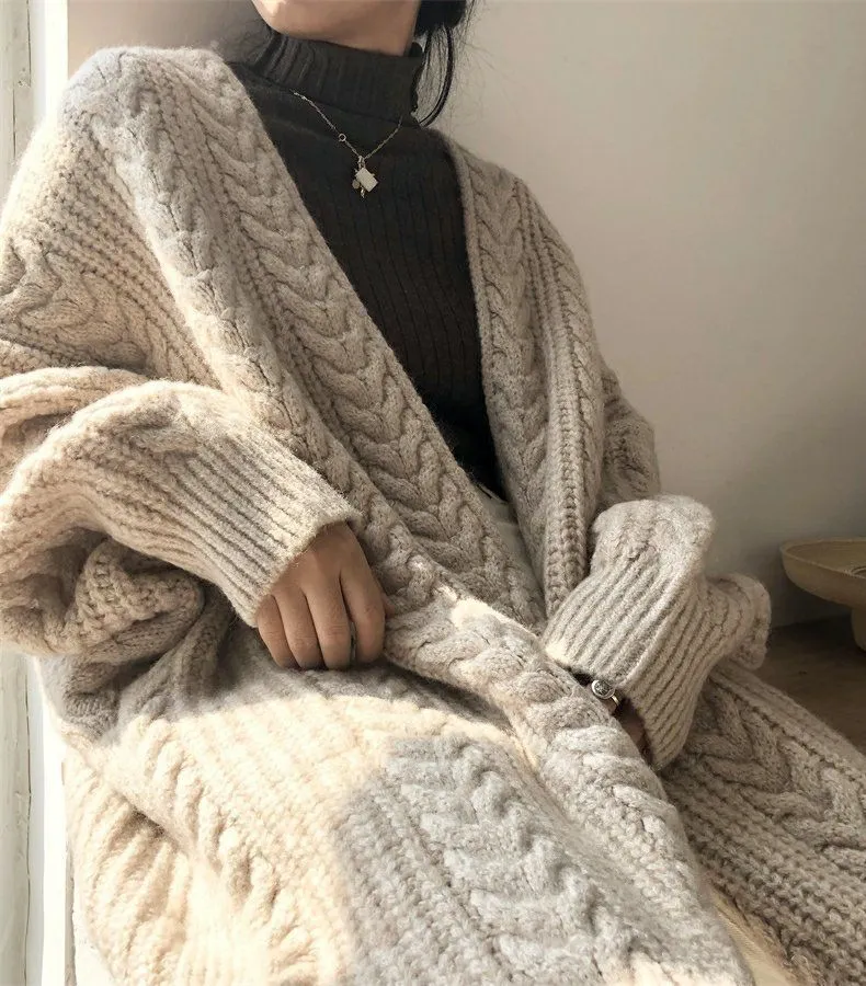 Chunky Twisted Long Cardigan Sweater Coat