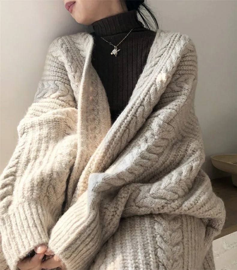 Chunky Twisted Long Cardigan Sweater Coat