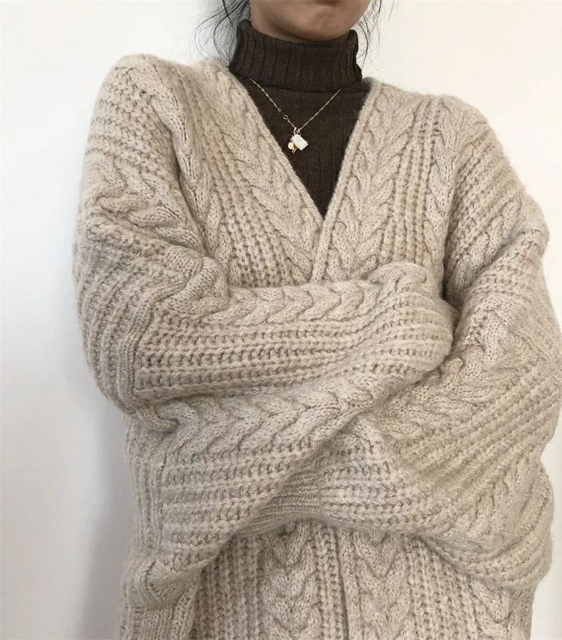 Chunky Twisted Long Cardigan Sweater Coat