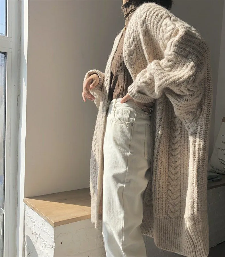 Chunky Twisted Long Cardigan Sweater Coat