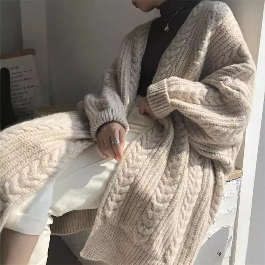 Chunky Twisted Long Cardigan Sweater Coat