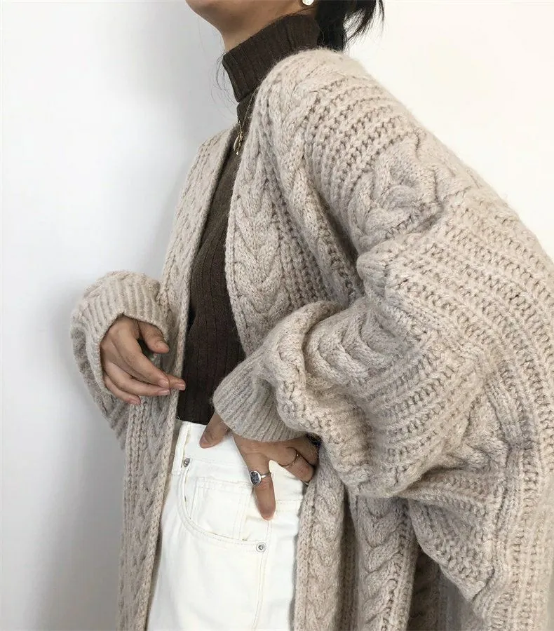 Chunky Twisted Long Cardigan Sweater Coat