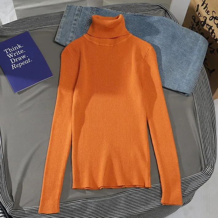 cold weather outfits Joskaa 2024 Autumn Winter Women Fall Turtleneck Sweater Knitted Soft Pullovers Cashmere Jumpers Basic Soft Sweaters For Women