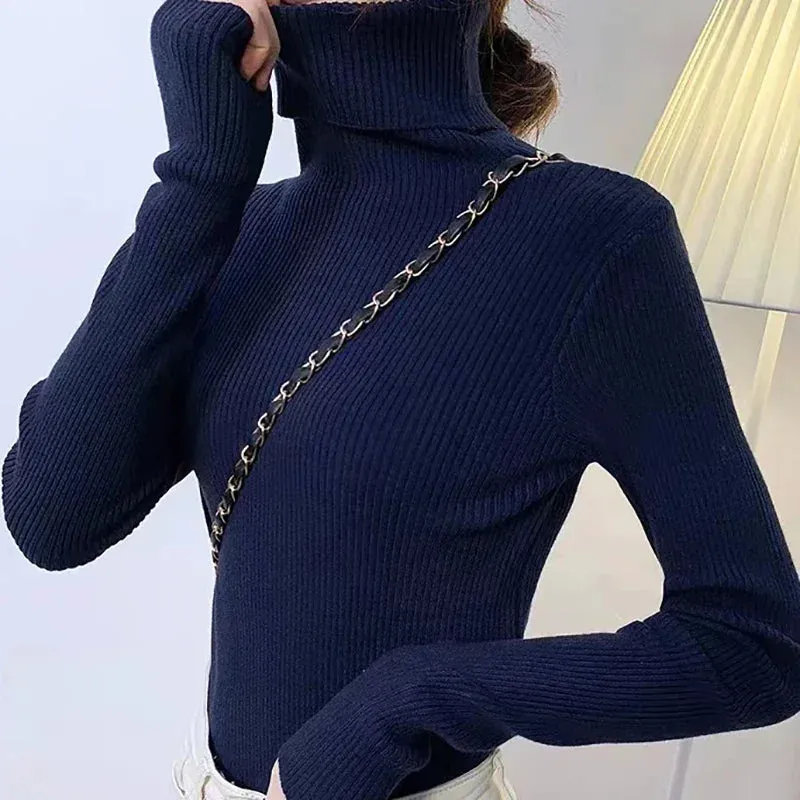cold weather outfits Joskaa 2024 Autumn Winter Women Fall Turtleneck Sweater Knitted Soft Pullovers Cashmere Jumpers Basic Soft Sweaters For Women