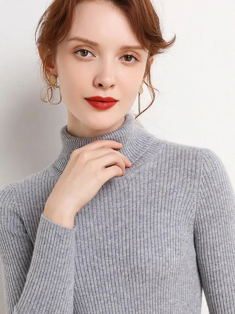 cold weather outfits Joskaa 2024 Autumn Winter Women Fall Turtleneck Sweater Knitted Soft Pullovers Cashmere Jumpers Basic Soft Sweaters For Women