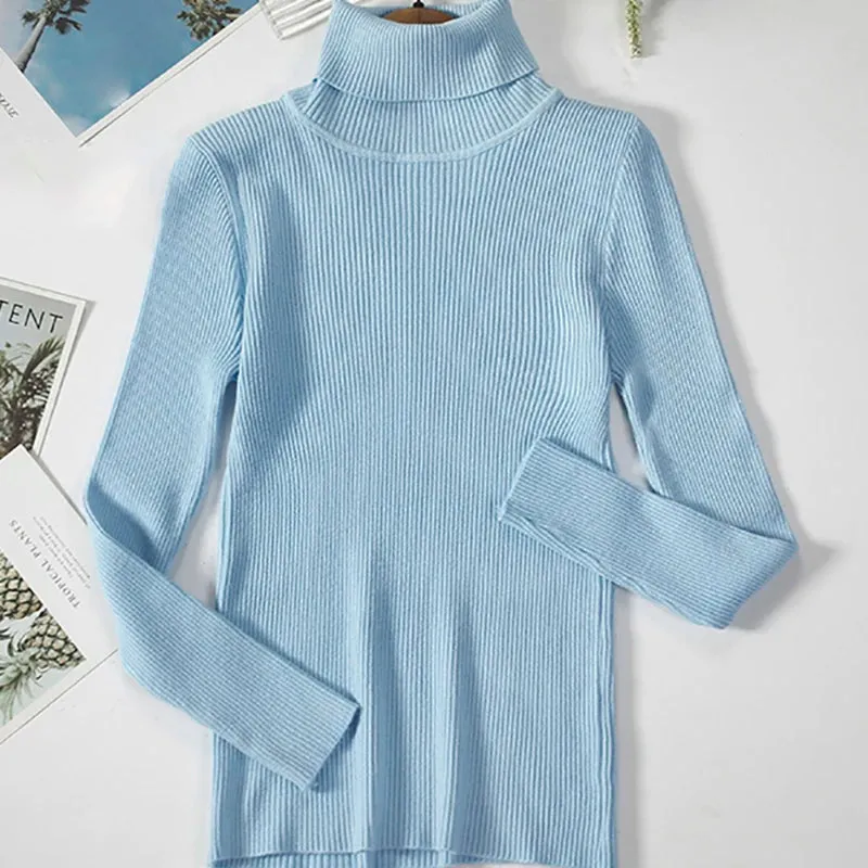 cold weather outfits Joskaa 2024 Autumn Winter Women Fall Turtleneck Sweater Knitted Soft Pullovers Cashmere Jumpers Basic Soft Sweaters For Women