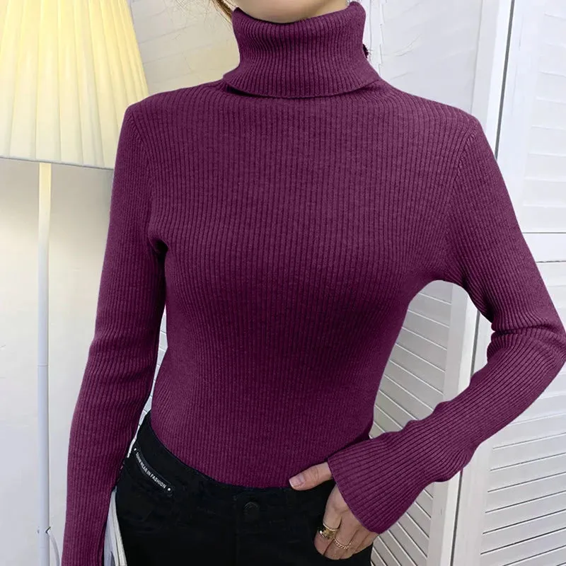 cold weather outfits Joskaa 2024 Autumn Winter Women Fall Turtleneck Sweater Knitted Soft Pullovers Cashmere Jumpers Basic Soft Sweaters For Women
