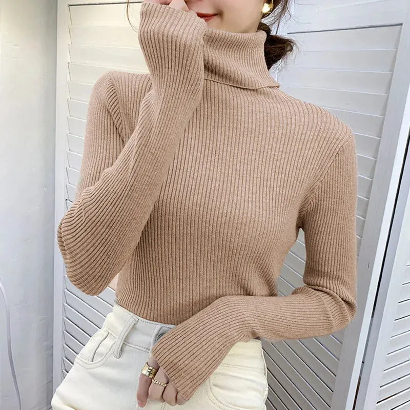 cold weather outfits Joskaa 2024 Autumn Winter Women Fall Turtleneck Sweater Knitted Soft Pullovers Cashmere Jumpers Basic Soft Sweaters For Women