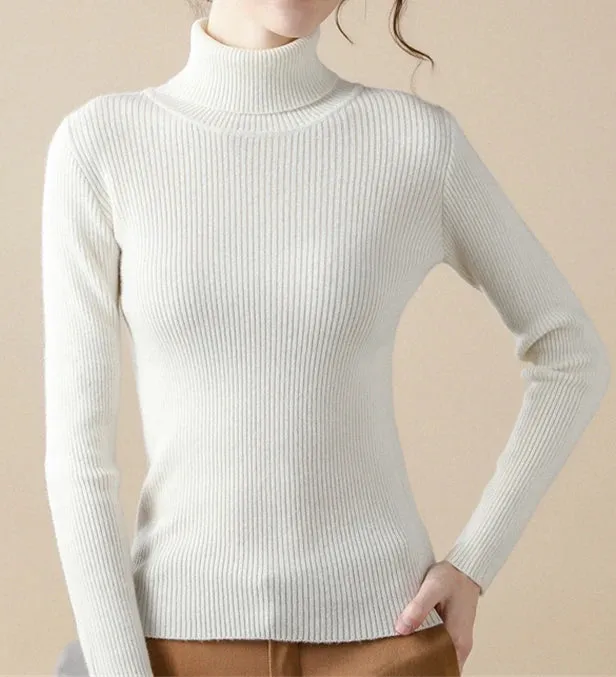 cold weather outfits Joskaa 2024 Autumn Winter Women Fall Turtleneck Sweater Knitted Soft Pullovers Cashmere Jumpers Basic Soft Sweaters For Women