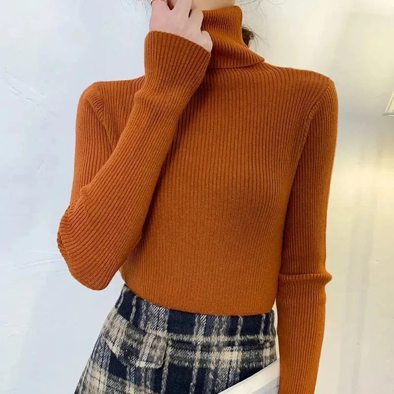 cold weather outfits Joskaa 2024 Autumn Winter Women Fall Turtleneck Sweater Knitted Soft Pullovers Cashmere Jumpers Basic Soft Sweaters For Women