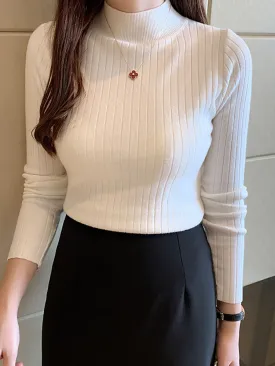 cold weather outfits Joskaa Semi-Turtleneck Sweaters Mockneck Pullovers Solid T-Shirts Cashmere Sweater  Women Autumn Slim Soft Knit Jumpers