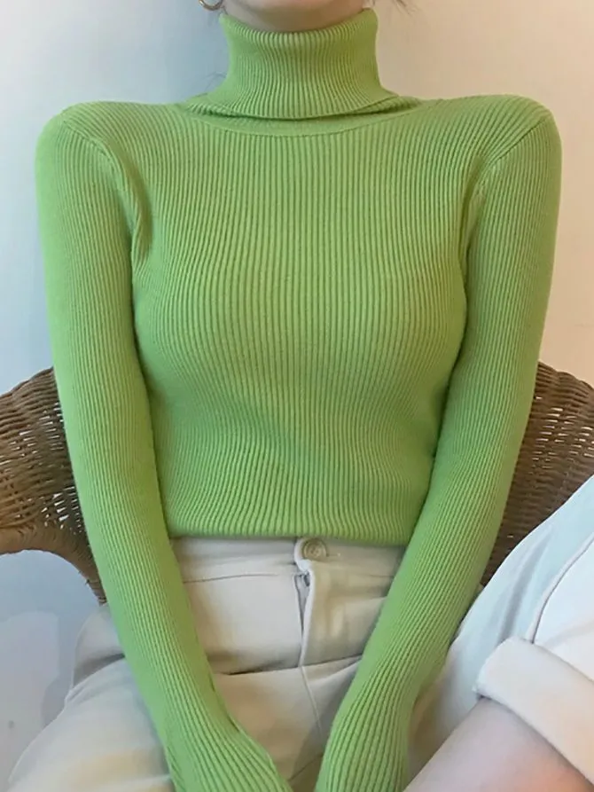 cold weather outfits Joskaa Women Fall Turtleneck Sweater Knitted Soft Pullovers Cashmere Jumpers Basic Soft Sweaters Female Basic Blouse New