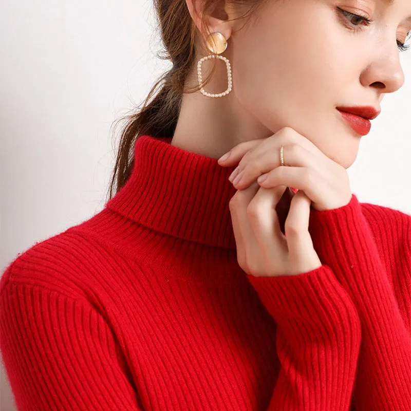 cold weather outfits Joskaa Women Fall Turtleneck Sweater Knitted Soft Pullovers Cashmere Jumpers Basic Soft Sweaters Female Basic Blouse New