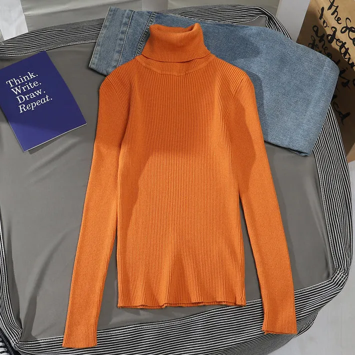 cold weather outfits Joskaa Women Fall Turtleneck Sweater Knitted Soft Pullovers Cashmere Jumpers Basic Soft Sweaters Female Basic Blouse New