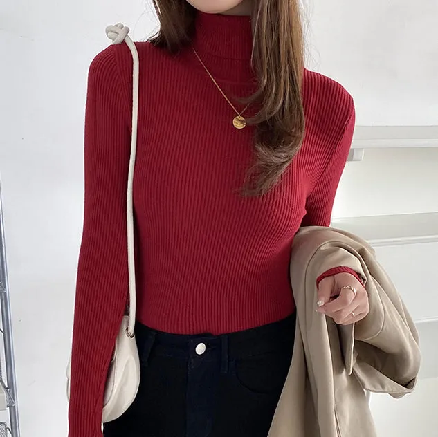 cold weather outfits Joskaa Women Fall Turtleneck Sweater Knitted Soft Pullovers Cashmere Jumpers Basic Soft Sweaters Female Basic Blouse New