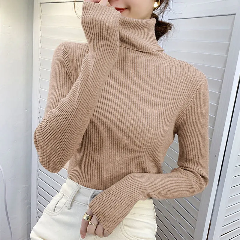 cold weather outfits Joskaa Women Fall Turtleneck Sweater Knitted Soft Pullovers Cashmere Jumpers Basic Soft Sweaters Female Basic Blouse New