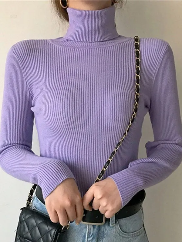 cold weather outfits Joskaa Women Fall Turtleneck Sweater Knitted Soft Pullovers Cashmere Jumpers Basic Soft Sweaters Female Basic Blouse New
