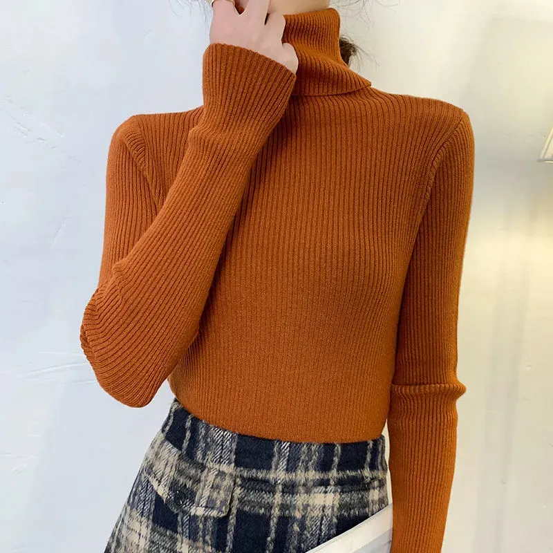 cold weather outfits Joskaa Women Fall Turtleneck Sweater Knitted Soft Pullovers Cashmere Jumpers Basic Soft Sweaters Female Basic Blouse New