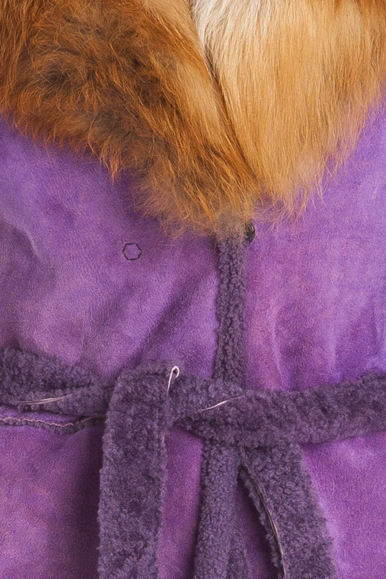 Dolce & Gabbana - Purple Shearling Coat with Fox Fur Collar - IT 40