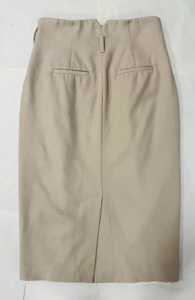 Fabiana Filippi 100% Merino Wool Beige Women’s Pencil Skirt Size UK 6