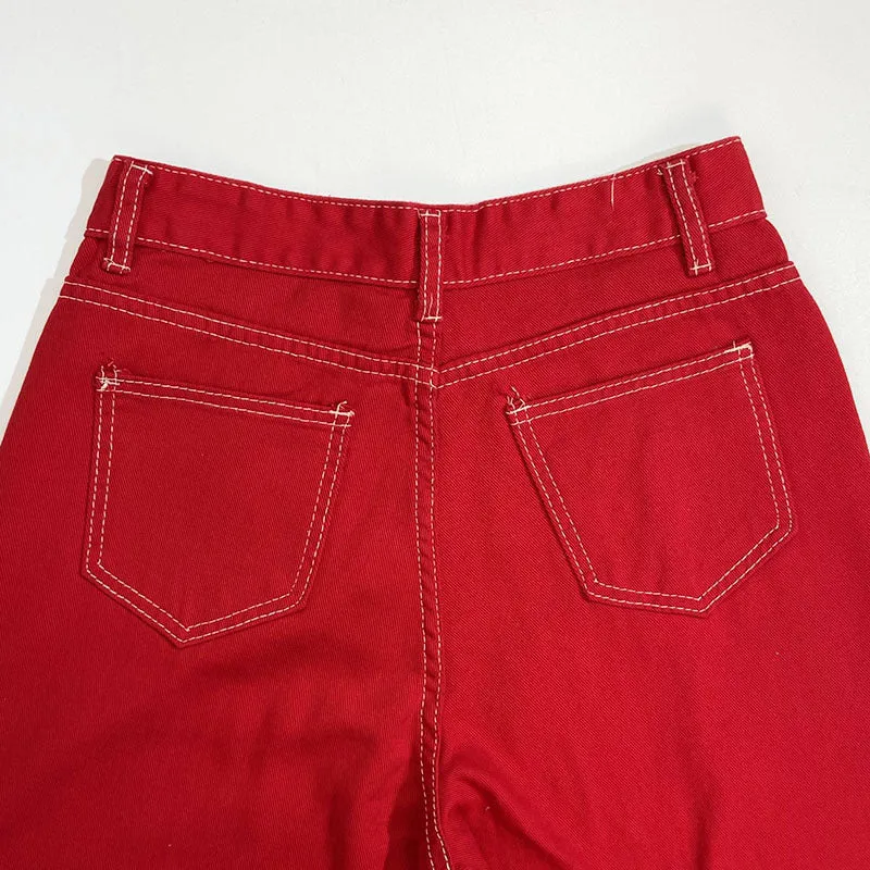 Fashion Retro High Waist Straight Jeans