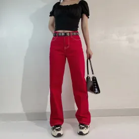 Fashion Retro High Waist Straight Jeans