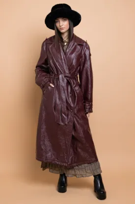 Faux Leather Trench Coat