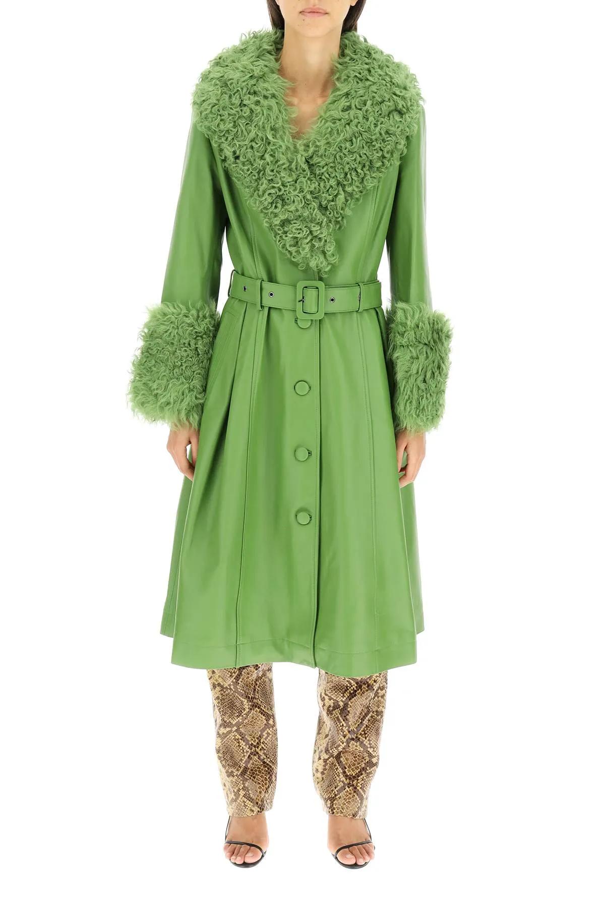 foxy leather and shearling long coat